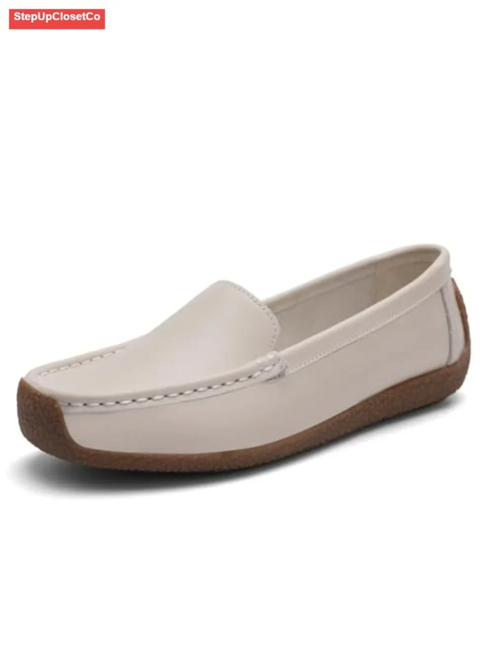 Comfortable Lightweight Leather Loafers Slip-On Driving Shoes Work Flats